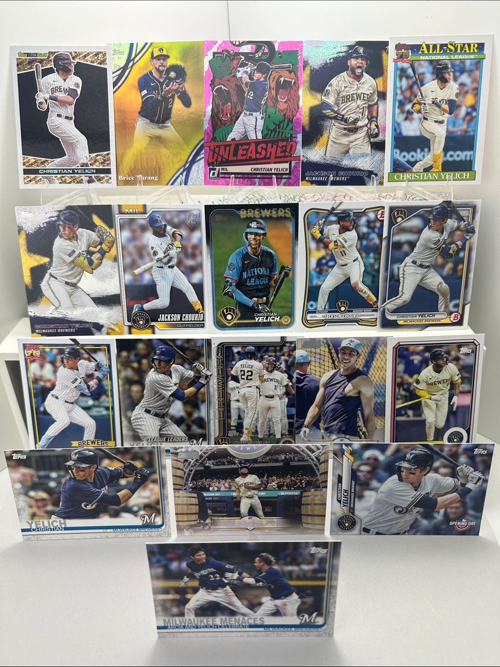 Christian Yelich + Brice Turang Glove Work/ Jackson Chourio Brewers lot of 19